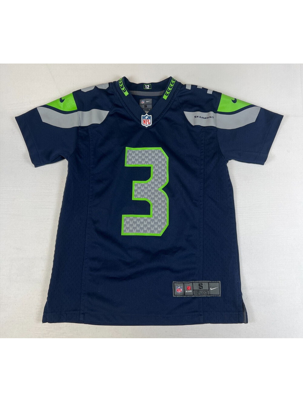 Nike Kids Small Seattle Seahawks Russell Wilson 3 Blue Football Jersey